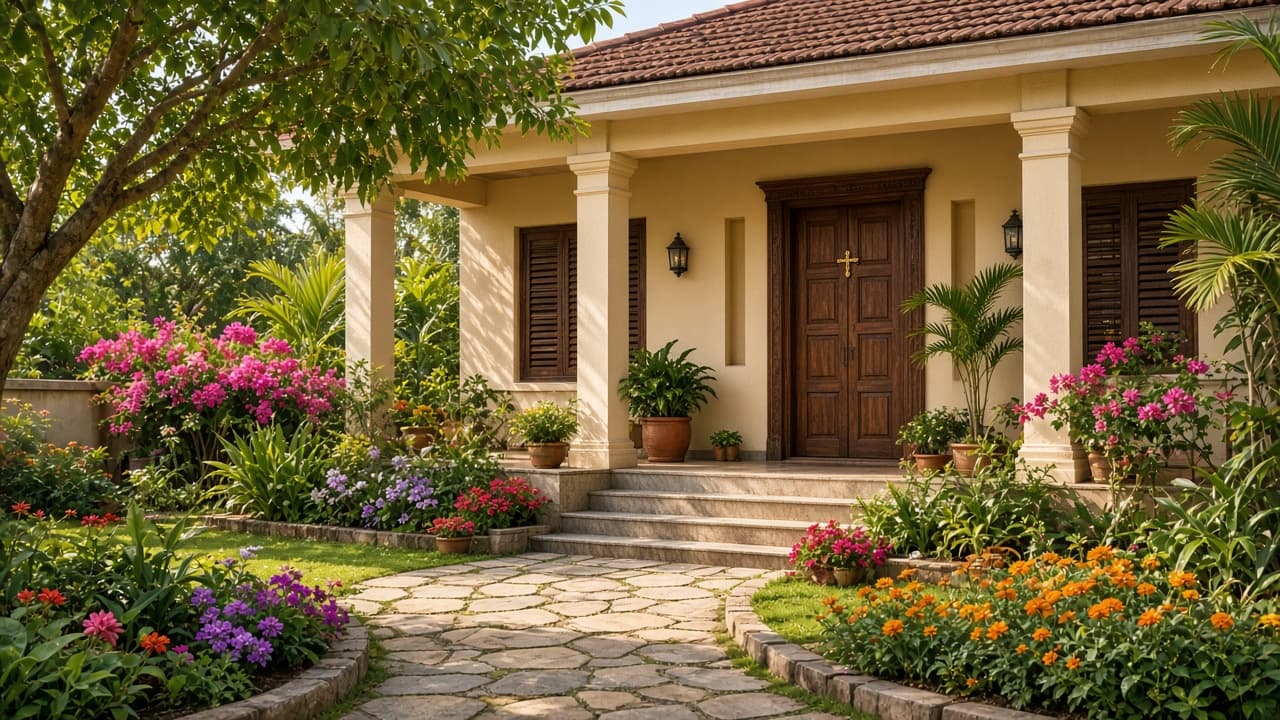 Virtual house with the main door closed
